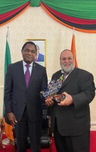 Rabbi Moshe Silberhaft with Zambian President Hakainde Hichilema