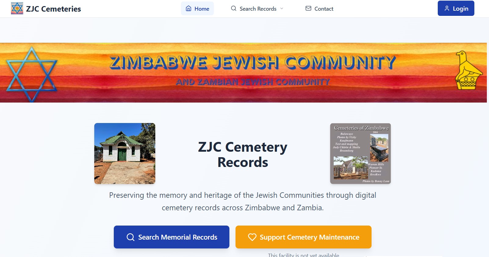 ZJC Virtual Cemetery database - background - Zimbabwe Jewish Community